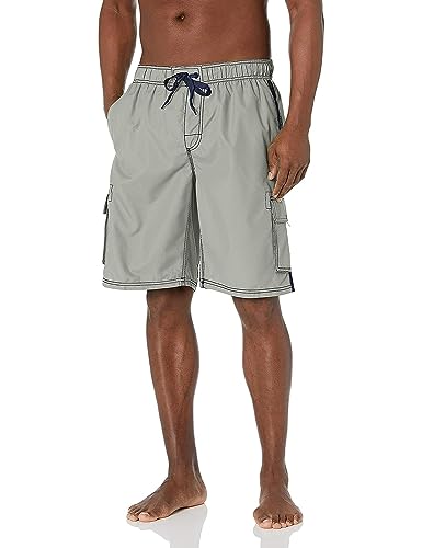 Kanu Surf Men's Barracuda Swim Trunks (Regular & Extended Sizes), Silver, X-Large
