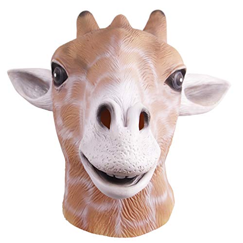 molezu Giraffe Head mask , Halloween Costumes Party Latex Animal head cosplay for Adult Gray