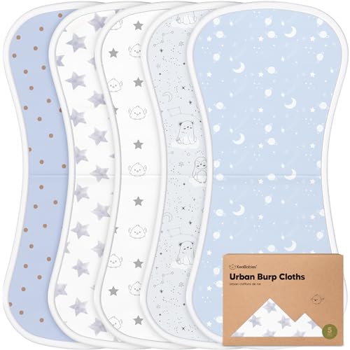 Organic Burp Cloths for Baby Boys and Girls - 5-Pack Super Absorbent Burping Cloth, Burp Clothes, Soft & Plush Newborn Towel, Milk Spit Up Rags, Burpy Cloth Bib for Unisex,Burping Rags(Constellation)