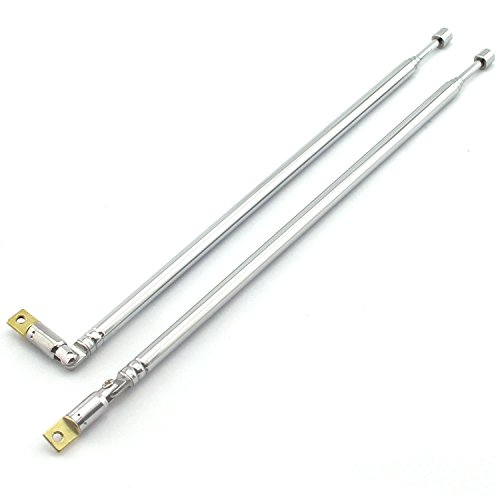 E-outstanding 1 Pair AM FM Radio Universal Antenna, 62.5cm 24.6' Length 4 Section Telescopic Stainless Steel Replacement Antenna Aerial for Radio TV