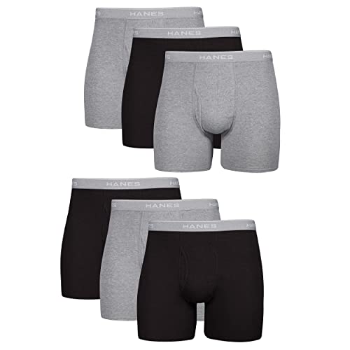 Hanes Men's Boxer Briefs Pack, Cool Dri Moisture-Wicking, Cotton No-Ride-Up Underwear for Men, 6-Pack