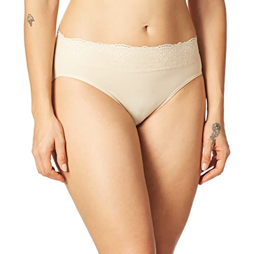 Bali Women's Hi-Cut Panties, High-Waisted Smoothing Panty, High-Cut Brief Underwear for Women, Comfortable Underpants, Soft Taupe Lace, X-Large
