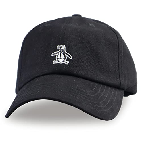 Original Penguin Logo Cotton Twill Adjustable Strapback Baseball Hat (Black)