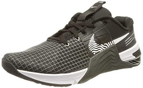 Nike Womens Metcon 8 Trainers Shoes, Black/White-DK Smoke Grey, 8.5 M US
