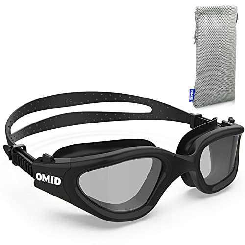 OMID Swim Goggles, Comfortable Polarized Swimming Goggles, Anti-Fog Leak Proof UV Protection Crystal Clear Vision Swim Goggles Men Women Adult (Light Smoke)