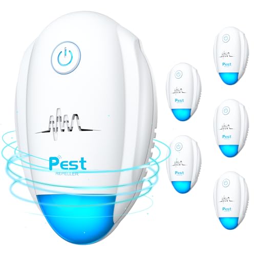 Ultrasonic Pest Repeller 6 Packs, 2024 Indoor Mosquito Repellent for Rodent, Roach, Mouse, Bugs, Mice, Spider, Electronic Plug in Pest Control for House, Garage, Warehouse, Hotel
