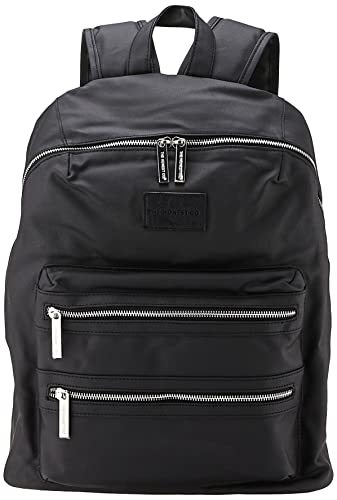 The Honest Company Coated Canvas City Backpack | Diaper Bag with Changing Pad | Black Coated Canvas with Silver Hardware | PVC-Free Lining | 16 x 5 x 18