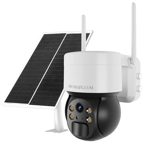 Solar Security Camera Wireless Outdoor, WiFi Battery Surveillance Camera for Home Security, Color Night Vision, 2 Way Audio, PIR Motion Detection & Phone Alerts, Cloud Storage & SD Card Slot