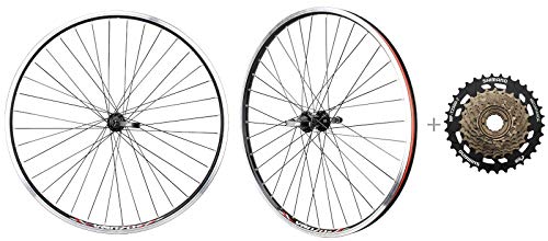 Bicycle Mountain Bike 26 inch Double Wall Rims MTB Wheelset 26' 7 Speed with Compatible with Shimano MF-TZ500-7 14-34T Freewheel - Front & Back Wheels