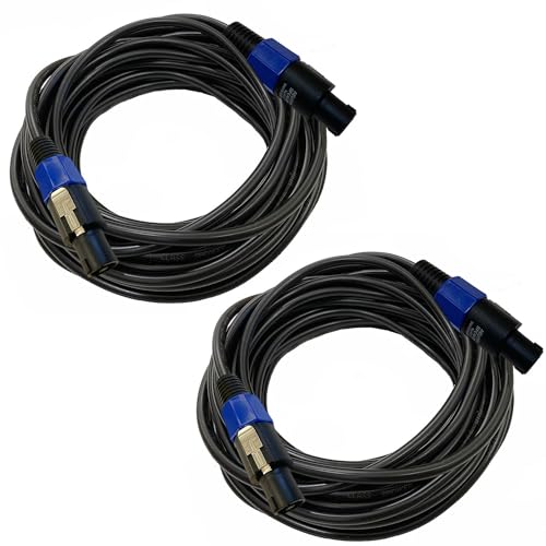 HeyTones Professional 12 Gauge 10 Feet Speakon to Speakon Cables - 12AWG 10ft DJ/PA SpeakON Cords AMP Audio Wires - 2 Pack