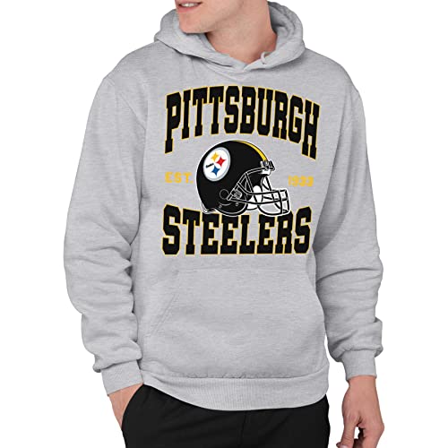 Junk Food Clothing x NFL - Pittsburgh Steelers - Team Helmet - Unisex Adult Pullover Fleece Hoodie for Men and Women - Size Large