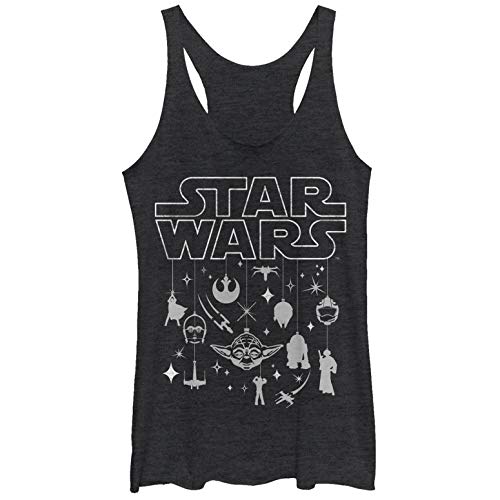 STAR WARS Women's Christmas Logo Ornaments Racerback Tank Top - Black Heather - X Large