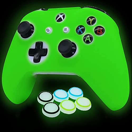 HLRAO Controller Skins Silicone Grip Glow in The Dark Protective Case for Xbox One Controller + 6 Grips Accessories Glow in The Dark.