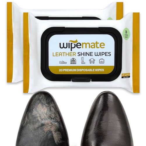 WIPEMATE Leather Cleaner & Conditioner, Premium Leather Wipes for Safely Cleaning All Leather Apparel, Furniture, Auto Car Interiors, Shoes, and Accessories – 20 Count Bulk Wipes [Two Pack]