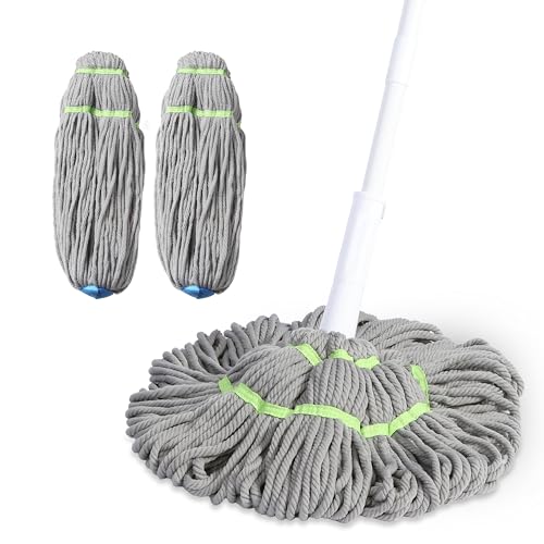 BOOMJOY Self Wringing Mop for Floor Cleaning, Long Handled Twist Mop with 2 Microfiber Washable Heads Refill for Kitchen Hardwood Vinyl Tile Laminate Home Office