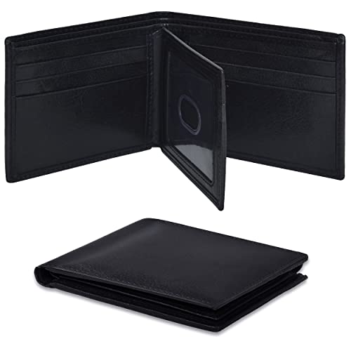 Black Slim Minimalist | RFID Blocking | Leather Wallets for Men | Bill fold Front Pocket | Multiple Credit Card Slots