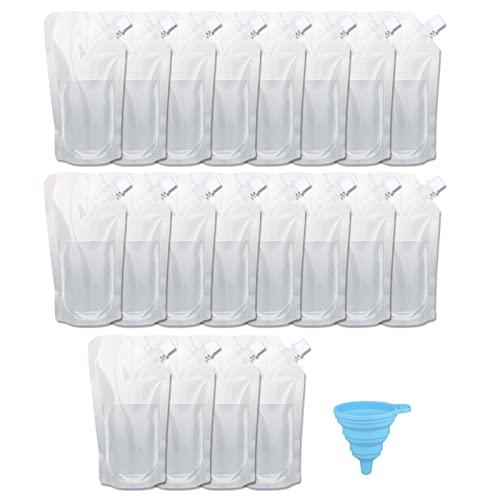 20 Pcs Liquor Flasks Cruise Pouch Reusable Sneak Travel Drinking Alcohol Flask Concealable Plastic Flasks bags with Funnel (16 oz)
