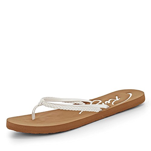 Roxy womens Cabo flip flop sandals, White, 7 US