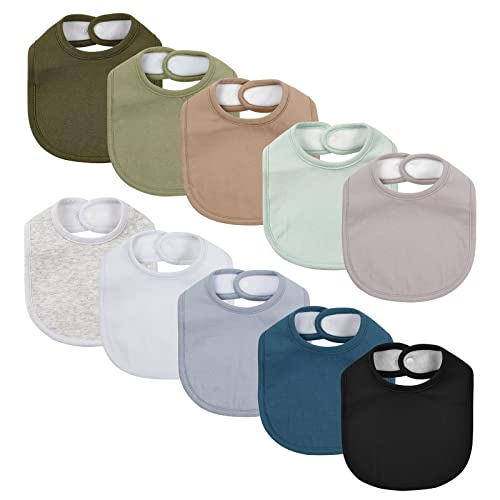 Baby Snap Bibs for Boys Girls,10 Pack Baby Bandana Drool Bibs with Snap,Super Soft Cotton Snap Closure Bibs for Newborn Teething,Feeding,Drooling