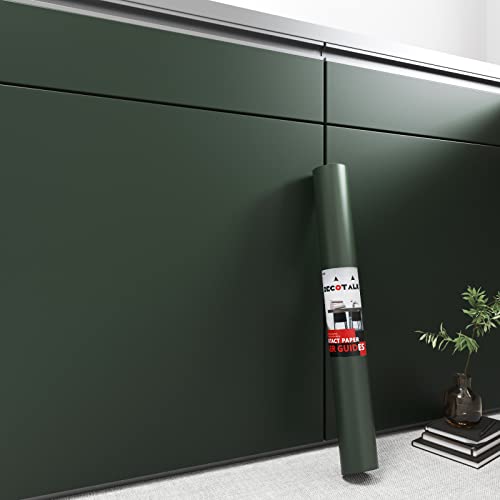 Decotalk Green Peel and Stick Wallpaper 17.7'X120' Dark Green Wallpaper Stick and Peel Green Wallpaper for Walls Removable Wallpaper Green Contact Paper for Cabinets Decorative Solid Green Wall Paper