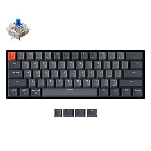 Keychron K12 60% Layout Hot-Swappable Bluetooth Wireless/USB Wired Mechanical Keyboard with Gateron G Pro Blue Switch White LED Backlit, Compact 61-Key Computer Keyboard Compatible with Mac Windows