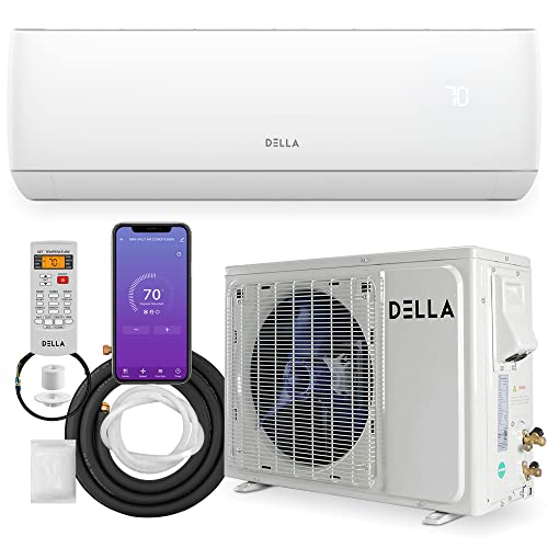 DELLA 18000 BTU Wifi Enabled 19 SEER2 Cools Up to 650 Sq.Ft 208-230V Mini Split Air Conditioner & Heater Ductless Inverter System with 1.5 Ton Pre-Charged Heat Pump (R32 Refrigerant) (JA Series)