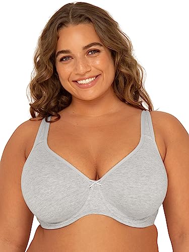 Fruit of the Loom womens Plus-size Cotton Unlined Underwire Full Coverage Bra, Heather Grey, 42D US