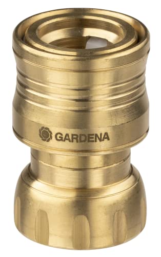 Gardena Brass Hose Connector W/Waterstop