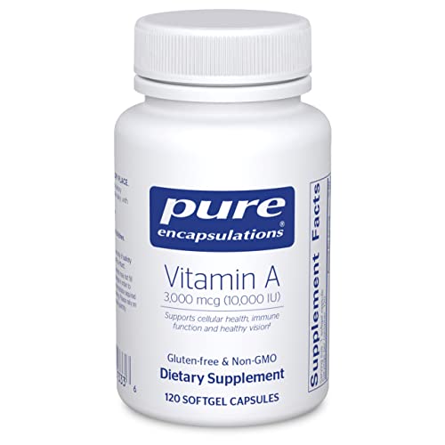 Pure Encapsulations Vitamin A - 3,000 mcg - from Cod Liver Oil - Immune & Vision Support* - Vitamin A Palmitate Supplement - Non-GMO - 120 Softgel Capsules