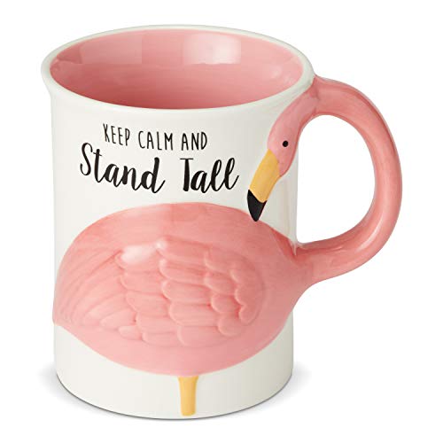 Enesco Our Name is Mud “Flamingo Flock” Sculpted, 16 oz. Stoneware Mug, 16 Ounces, Multicolor,6002634