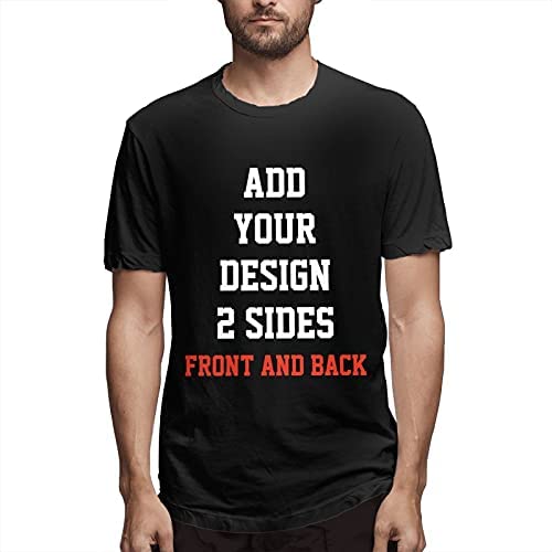Men Custom T Shirts Design Your Own Cotton Ultra Soft Add Image Photo Text Custom T-Shirt Personalized Tee Front and Back 2 Sided Black Plus Size 6XL
