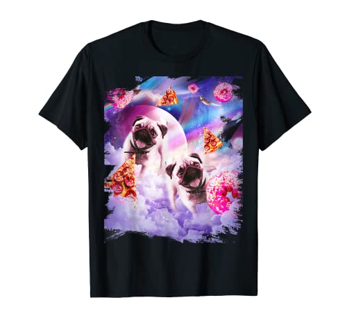 Pugs in the clouds with donut and pizza T-Shirt