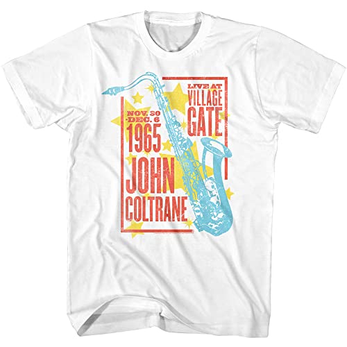 John Coltrane T Shirt Jazz Saxophonist Star Concert Poster Adult Short Sleeve T-Shirts Vintage Style Graphic Tees White
