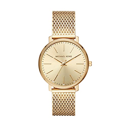 Michael Kors Women's Pyper Stainless Steel Quartz Watch with Stainless-Steel-Plated Strap, Gold, 18 (Model: MK4339)