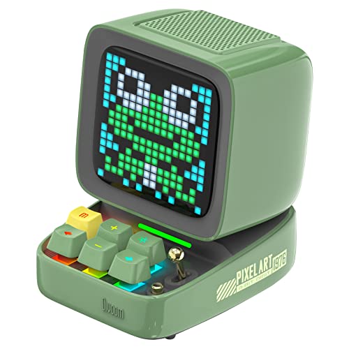 Divoom Ditoo Programmable Pixel Art LED-Bluetooth-Speaker Showing-Clock Emoji DIY Design for Home Wedding Party Decoration with Wireless App Control (Green)