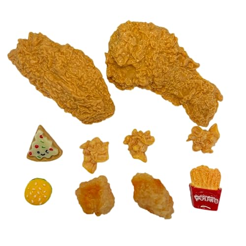 Angelicharm Unique Shoe Charm Cool 3D Food Shoes Decoration Resin Fried Chicken Popcorn Hamburger Chips Ice Cream DIY Accessories for Croc Unisex Party Gifts