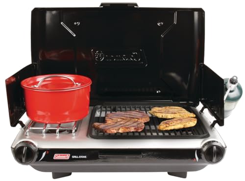 Coleman Tabletop 2-in-1 Camping Grill/Stove, 2-Burner Propane Grill & Stove for Outdoor Cooking with Adjustable Burners & Pressure Regulator, 20,000 BTUs of Power for Camping, Tailgating, Grilling