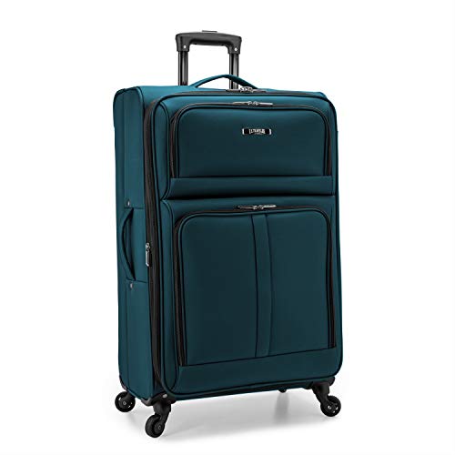 U.S. Traveler Anzio Softside Expandable Spinner Luggage, Teal, Checked-Large 30-Inch