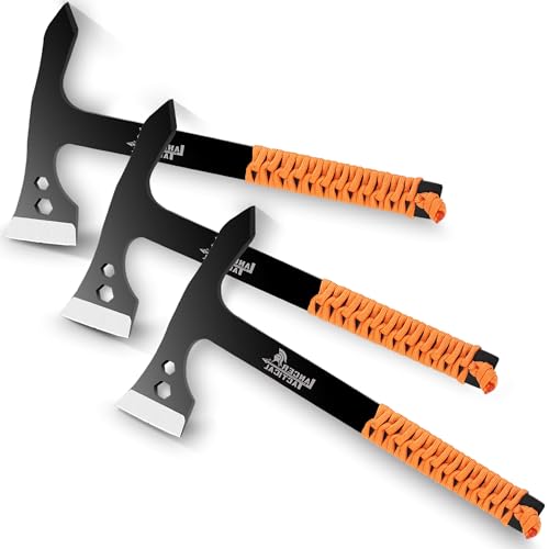 LANCERGEAR Throwing Axes and Tomahawks, 3 Pack Camping Hatchet with Super Sharp Stainless Steel Edge,Nylon Sheath Carrying Case for Competition/Outdoor/Survivial