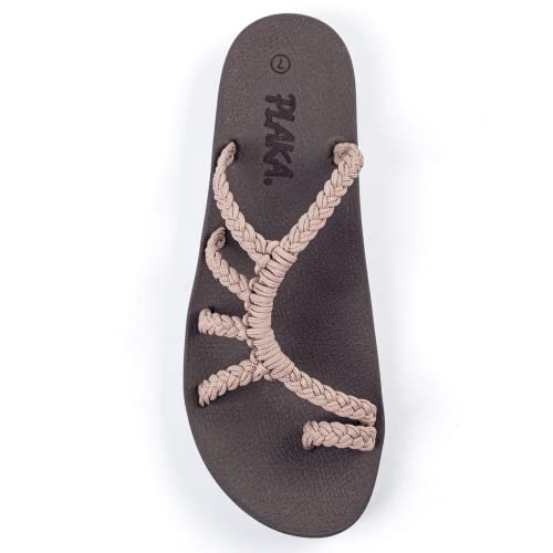 Plaka Relief Flip Flops for Women with Arch Support | Comfy Sandals for Women | Perfect for the Beach, Long Walks or Poolside | Reduces Heel & Back Pain | Brazilian Sand | Size 8