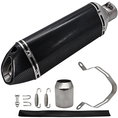 Motorcycle Slip On Muffler,1.5-2' Carbon Fiber Unversal Slip on Silencers & Mufflers For Dirt Bike Street Bike Scooter ATV Racing Pipes