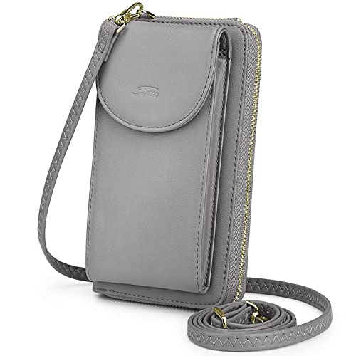 S-ZONE Small Crossbody Bags Cell Phone Purse for Women Leather RFID Blocking Wallet Purses with Credit Card Slots