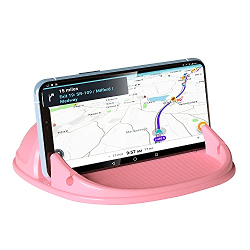 Loncaster Car Phone Holder, Car Phone Mount Silicone Car Pad Mat for Various Dashboards, Slip Free Phone Stand Compatible with iPhone, Samsung, Pink