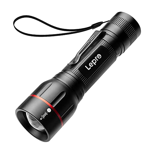 Lepro LED Flashlight with Clip, LE2050 Flashlight High Lumens, 5 Lighting Modes, Zoomable, Waterproof, Lightweight Flash Lights/Flashlights for Emergencies,Camping, Powered by AAA Battery