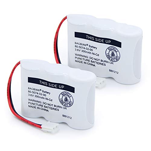 BAOBIAN UL122 80-5074-02-00 80-5074-00-00 Ni-CD 3.6V Cordless Phone Battery 2422 E1802 E1803 80-5074-00-00 TL96155 3SN-2/3AA30-S-J1 (Pack of 2)