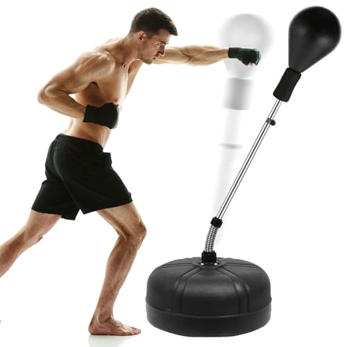 2023 New Upgrade Reflex Bag Reflex Punching Bag Free Standing Boxing Bag with Adjustable Height Free Standing Strong Durable Spring Withstands Tough Hits for Adults & Teenagers