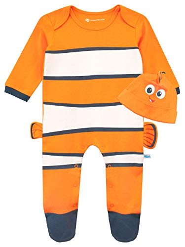 Disney Baby Boys' Finding Nemo Footie and Hat Set Size 6-9M Orange