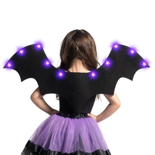 Spooktacular Creations Halloween Black Bat Wings with 12 LED Lights, Unisex Vampire Halloween Costume Accessory