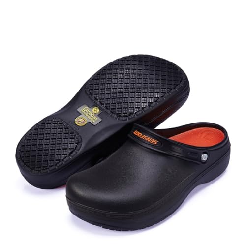 YOWESHOP Slip Resistant Chef Clog - Kitchen Non Slip Work Shoes Black for Men Women