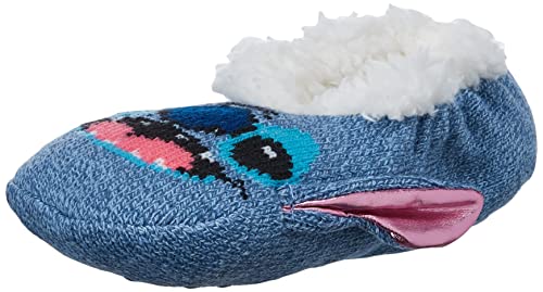 Disney womens Disney Lilo & Stitch Teddy faux fur Slipper Sock, Blue Light, Fits Sock Size 9-11 Fits Shoe Size 4-10.5 US